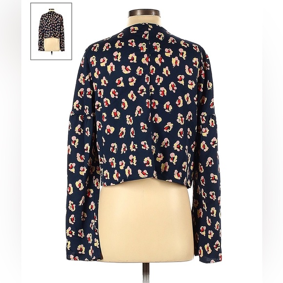 BCBG Navy Floral Tie Front Top - Picture 5 of 9